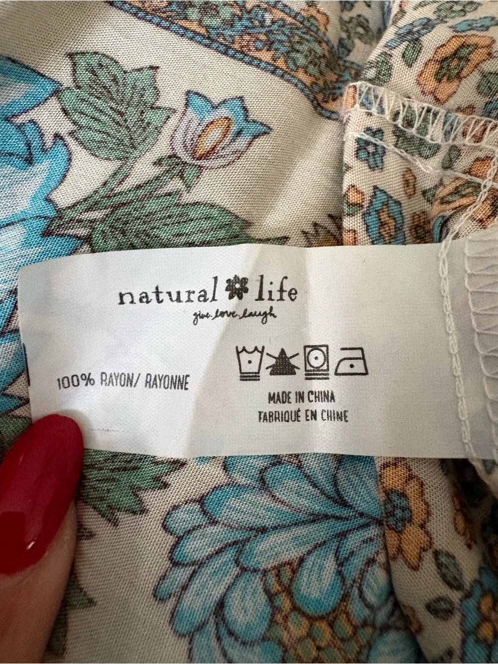 NATURAL LIFE Evangaline Cream Maxi Dress with Blue and Peach Floral Print - Picture 7 of 8